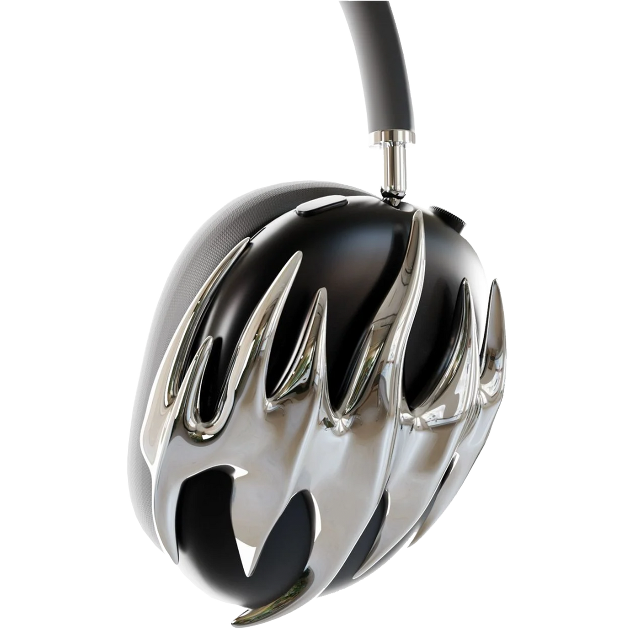 Synth-Apple Airpods Pro Max-Mimicking the intricate patterns of sound waves and synthesis, 'Synth' features an array of bold metallic spikes and flowing waveforms that capture a visual symphony and echo the dynamic essence of a synthesizer. Get ready to revolutionize your AirPods Max experience with 'Synth' – the accessory that embodies a perfect balance of the present and future.-Meanie Project